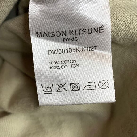 Maison Kitsuné turtleneck sweater pullover top cotton cream size small - Picture 5 of 6